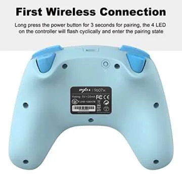 PXN 9607 Wireless Switch Controller for Switch/Switch Lite/OLED, Support iOS Switch Pro Controller with Turbo, Wake-up, NFC, Motion, Vibration Wireless Switch Controller - Cyan