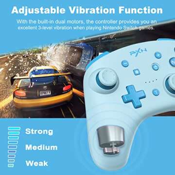 PXN 9607 Wireless Switch Controller for Switch/Switch Lite/OLED, Support iOS Switch Pro Controller with Turbo, Wake-up, NFC, Motion, Vibration Wireless Switch Controller - Cyan