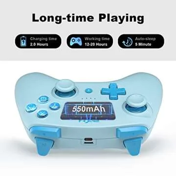 PXN 9607 Wireless Switch Controller for Switch/Switch Lite/OLED, Support iOS Switch Pro Controller with Turbo, Wake-up, NFC, Motion, Vibration Wireless Switch Controller - Cyan