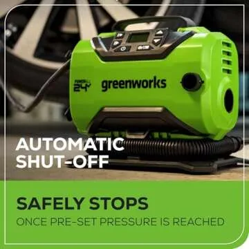 Greenworks 24V Cordless Tire Inflator, 160 PSI Portable Air Compressor, 2 Power Sources, Auto Shut Off, for Car, Bicycle, Motorcycle, Air Boat, Inflatables With 2.0 Ah Battery & 2A Charger