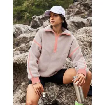 Panadila Womens Cozy Quarter Zip Fleece Pullover Sweatshirt