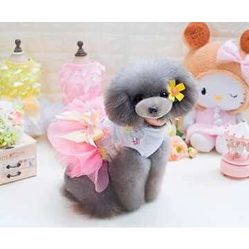 Clopon Female Dog Clothes Tutu Dress for Princess Pets