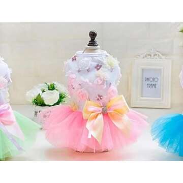 Clopon Female Dog Clothes Tutu Dress for Princess Pets