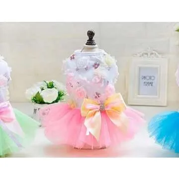 Clopon Female Dog Clothes Tutu Dress for Princess Pets