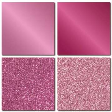 Desecraft 36 Sheets 12x12 Pink Cardstock Scrapbook Decorative Paper - 220gsm Pink Solid Glitter Shimmer - for Card Making Journaling Origami Scrapbook Paper Scrapbooking Supplies Spring