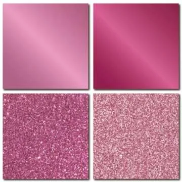 Desecraft 36 Sheets 12x12 Pink Cardstock Scrapbook Decorative Paper - 220gsm Pink Solid Glitter Shimmer - for Card Making Journaling Origami Scrapbook Paper Scrapbooking Supplies Spring