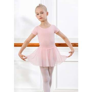 DIPUG Pink Girls Ballet Leotards with Removable Skirt Toddler Hollow Back Dance Dress Combo Size 4t 5t 6 S