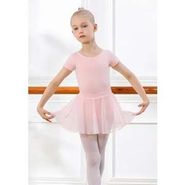 DIPUG Pink Girls Ballet Leotards with Removable Skirt Toddler Hollow Back Dance Dress Combo Size 4t 5t 6 S