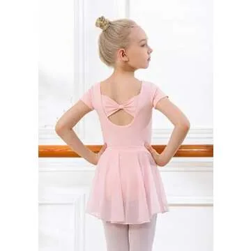 DIPUG Pink Girls Ballet Leotards with Removable Skirt Toddler Hollow Back Dance Dress Combo Size 4t 5t 6 S
