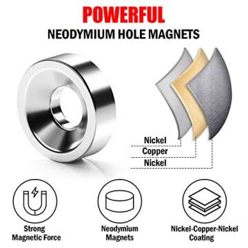 50Pack Neodymium Magnets Industrial Strength Round Base Small Rare Earth Magnets, 0.39’’(10mm) H...