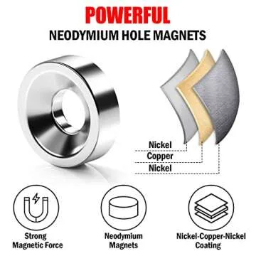 50Pack Neodymium Magnets Industrial Strength Round Base Small Rare Earth Magnets, 0.39’’(10mm) H...