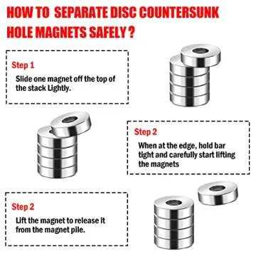 50Pack Neodymium Magnets Industrial Strength Round Base Small Rare Earth Magnets, 0.39’’(10mm) Heavy Duty Disc Magnets with Countersunk Hole for Tool, Home, Workplace etc.