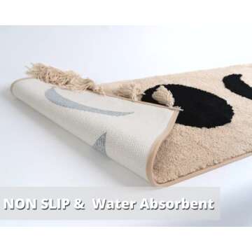 Bohemian Moon Phases Bath Mat with Tassels 20x60