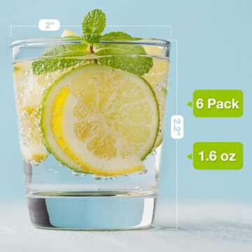 Gencywe 6 Pack Shot Glasses Set with Heavy Base, 1.6 oz Clear Shot Glasses Bulk, Small Whiskey Shot ...