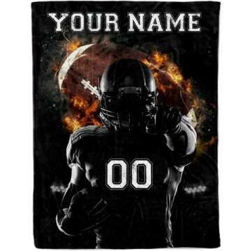 Personalized Football Blanket for Boys 8-12