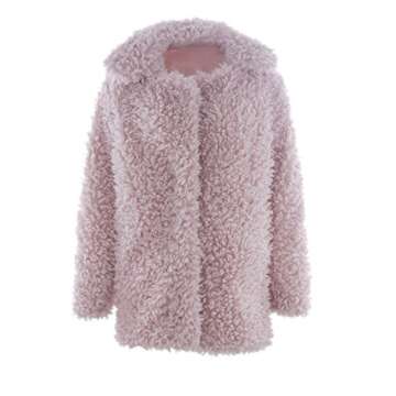 BerryGo Shaggy Faux Fur Coat Jacket for Women, Pink