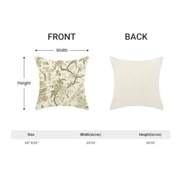 CXMEIFLY Spring Floral Birds Pillow Covers 20 x 20 Inch Set of 2 for Chinoiserie Flowers Decor Throw Pillows Sage Green Plant Outdoor Decorative Cushion Cases for Couch Bed Decorations