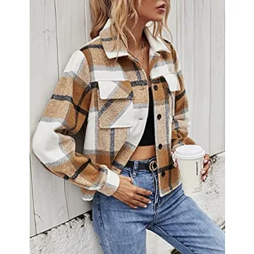 Springrain Women's Flannel Plaid Shacket for Stylish Comfort
