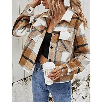 Springrain Women's Flannel Plaid Shacket for Stylish Comfort