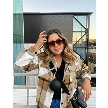 Springrain Women's Flannel Plaid Shacket for Stylish Comfort