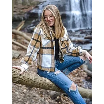 Springrain Women's Flannel Plaid Shacket for Stylish Comfort