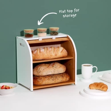 Stylish Homefully Bamboo Double Layer Bread Box