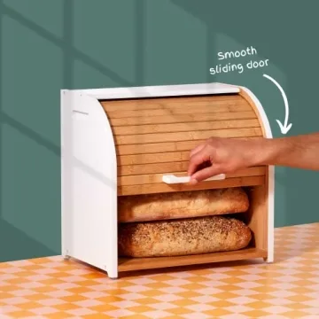 Stylish Homefully Bamboo Double Layer Bread Box