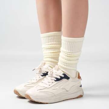 Grip Pilates Socks for Women, Yoga Slouch Socks with Grip for Barre Workout Hospital Long Scrunch Slipper Socks