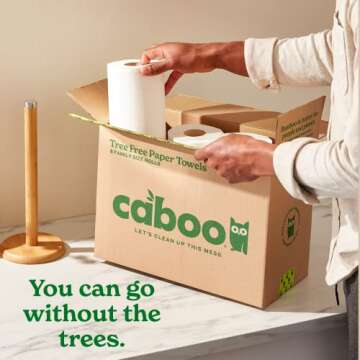 Caboo Tree Free Paper Towels, 2 Rolls, Tree Free, Eco Friendly, Earth Friendly, Sustainable Kitchen Paper Towels with Strong 2 Ply Sheets