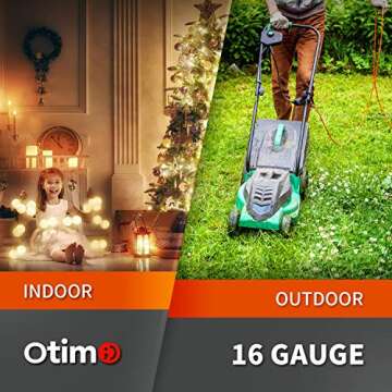 Otimo 25 Ft 16/3 SJTW Outdoor Extension Cord - Flexible and Safe