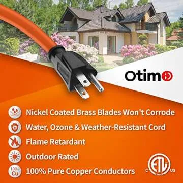 Otimo 25 Ft 16/3 SJTW Outdoor Extension Cord - Flexible and Safe