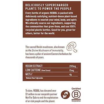 REBBL Plant Based Immunity Elixirs, Reishi Chocolate, 12 Ounce (Pack of 12)
