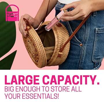 BAGDEPOT Handwoven Round Rattan Purse | Crossbody Wicker Purse for Women with Genuine Leather Straps Perfect for Summer Beach (Sunflower)