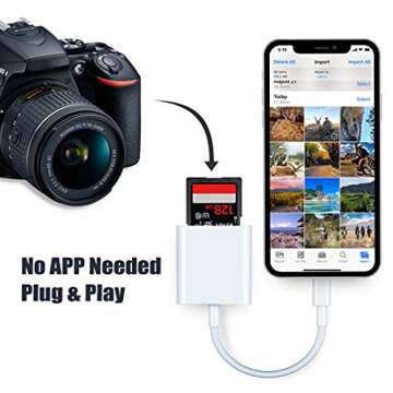 SD Card Reader for iPhone/iPad,PuavntView Micro SD Card Adapter,Memory SD Card Reader Trail Camera Viewer for iPhone iPad,Plug and Play