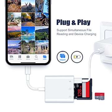 SD Card Reader for iPhone/iPad,PuavntView Micro SD Card Adapter,Memory SD Card Reader Trail Camera Viewer for iPhone iPad,Plug and Play