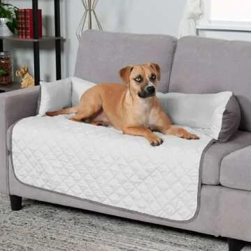 Furhaven Water-Resistant & Reversible 42" Wide Seat Cover Protector for Dogs & Cats, Perfect for Couches, Beds, & Car Seats - Sofa Buddy Bolster Seating Protector - Gray/Mist, Large
