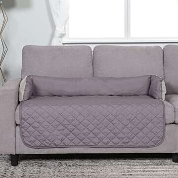 Furhaven Water-Resistant & Reversible 42" Wide Seat Cover Protector for Dogs & Cats, Perfect for Couches, Beds, & Car Seats - Sofa Buddy Bolster Seating Protector - Gray/Mist, Large
