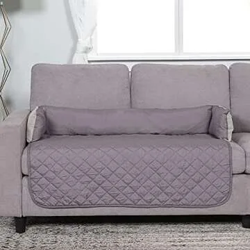 Furhaven Water-Resistant & Reversible 42" Wide Seat Cover Protector for Dogs & Cats, Perfect for Couches, Beds, & Car Seats - Sofa Buddy Bolster Seating Protector - Gray/Mist, Large