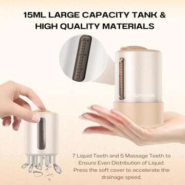 SphonxAi Hair Oil Applicator, Electric Scalp Comb with Red Light,15ml High Capacity,Hair Growth Serum&Liquid Applicator,Not Suitable for high-Concentration or relatively Viscous Oils & Liquids (White)