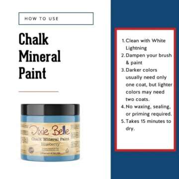 Dixie Belle Paint Company Chalk Finish Furniture Paint | Blueberry (16oz) | Matte Periwinkle Blue Chic Chalk Mineral Paint | DIY Furniture Paint