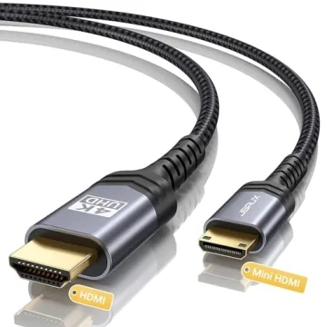 JSAUX Mini HDMI to HDMI Cable 6FT - 4K 60Hz, Aluminum Braided for Ultimate Durability