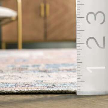 nuLOOM Eleanor Machine Washable Distressed Medallion Ultra Thin Area Rug, 8x10, Multi