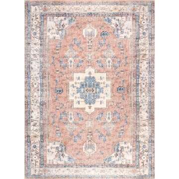 nuLOOM Eleanor Machine Washable Distressed Medallion Ultra Thin Area Rug, 8x10, Multi