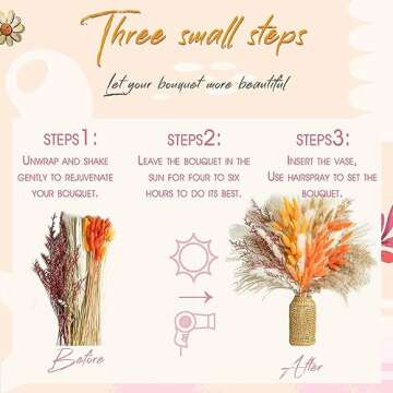 Fall Decor Natural Pampas Grass 100PCS Bouquet Decorations Home Decor Long-Lasting Dried Flowers Bouquet for Boho Home Decor (Fall Style - 100pcs)
