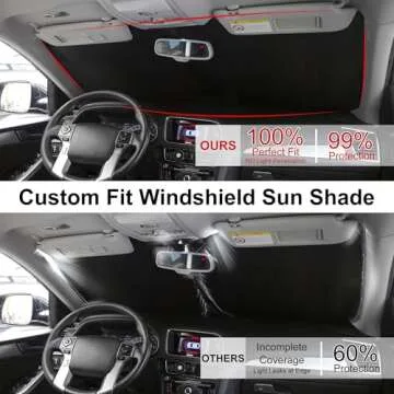 Windshield Sun Shade Custom Fit for 2016-2024 2025 Audi Q7 SUV Accessories Foldable Sunshade Sun Blocker Protect Car from Sun Rays & Heat Damage Keep Car Cooler