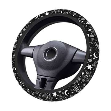 Skeleton Cat Pattern Steering Wheel Cover Non-Slip Auto Steering Wheel Protector Car Accessories Uni...
