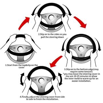 Skeleton Cat Pattern Steering Wheel Cover Non-Slip Auto Steering Wheel Protector Car Accessories Universal Fit 15 Inches for Men Women