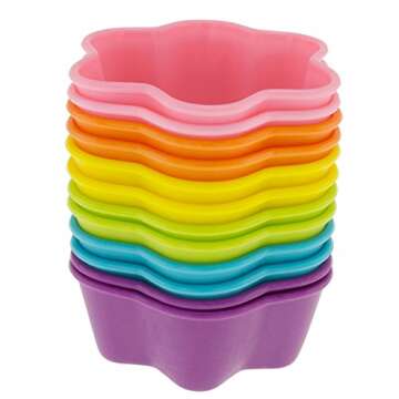 Freshware 12-Pack Silicone 6-Star Reusable Cupcake and Muffin Baking Cup, Six Vibrant Colors