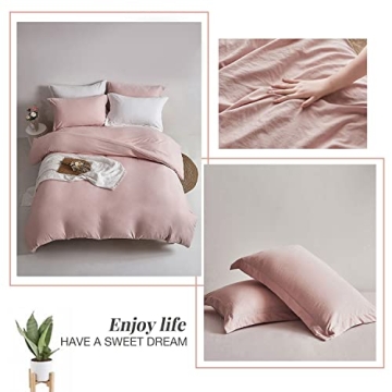 MILDLY Pink Duvet Cover Set with Zipper & Ties 3 Pieces