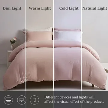 MILDLY Pink Duvet Cover Set with Zipper & Ties 3 Pieces